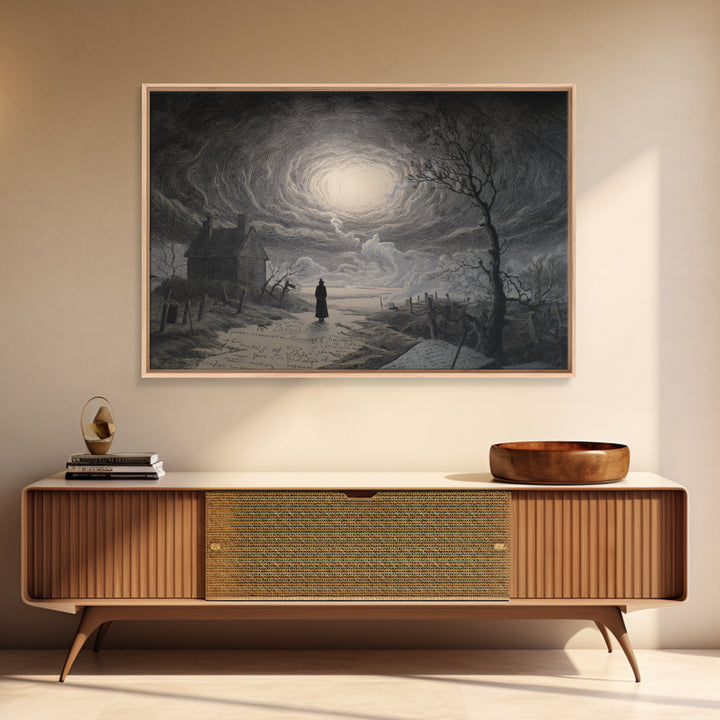 The Silent Schoolhouse, Romantic Gothic Landscape, Landscape Wall Art, Gothic Horror Wall Art, Canvas Print, Halloween Wall Art