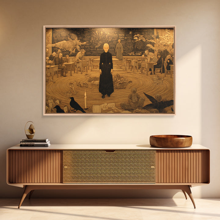 The Silent Schoolhouse, Symbolist Death Art, Landscape Wall Art, Gothic Horror Wall Art, Canvas Print, Halloween Wall Art
