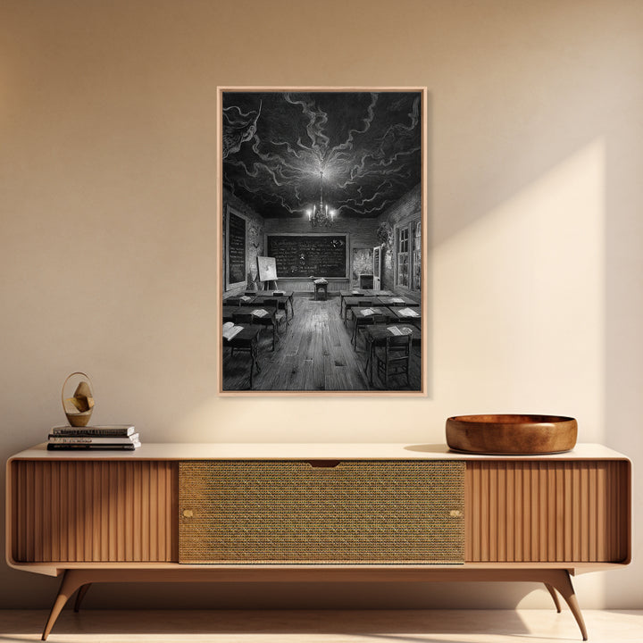 The Silent Schoolhouse, Victorian Macabre Art, Vertical Wall Art, Gothic Horror Wall Art, Framed Canvas Print, Halloween Wall Art