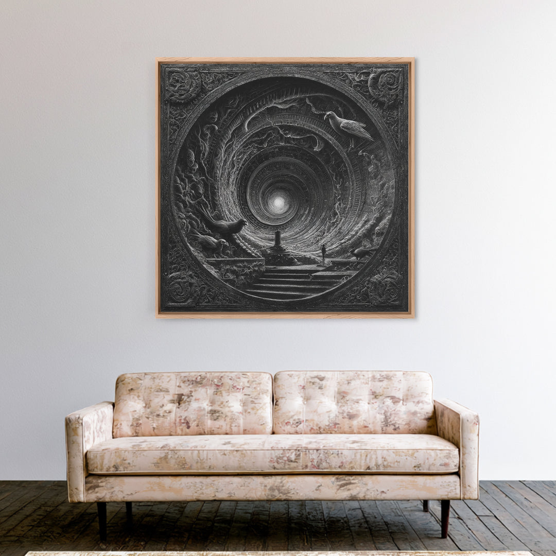 The Silent Schoolhouse, Biomechanical Horror Art, Square Wall Art, Macabre Wall Art, Canvas Print, Halloween Wall Art, Statement Wall Art