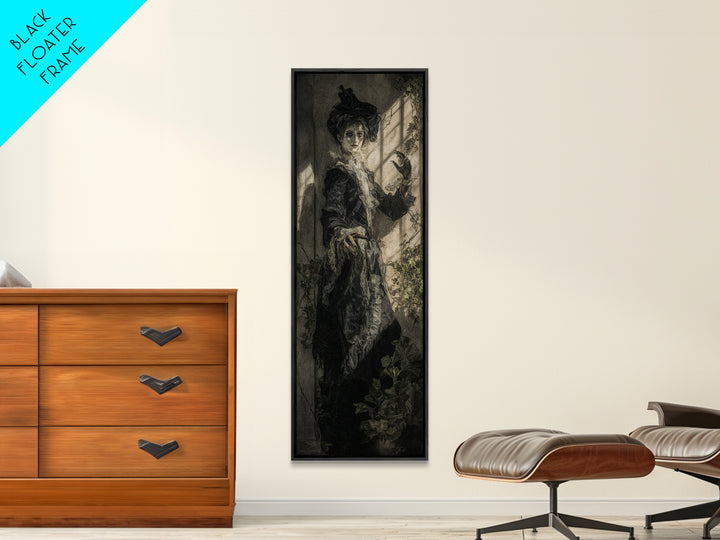 The Cemetery Greenhouse, Dark Romantic Horror Art, Tall Narrow Wall Art, Gothic Horror Wall Art, Framed Canvas Print, Halloween Wall Art