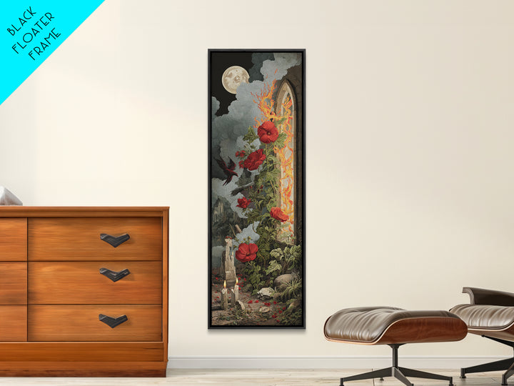 The Cemetery Greenhouse, Visionary Gothic Art, Tall Narrow Wall Art, Macabre Wall Art, Canvas Print, Halloween Wall Art