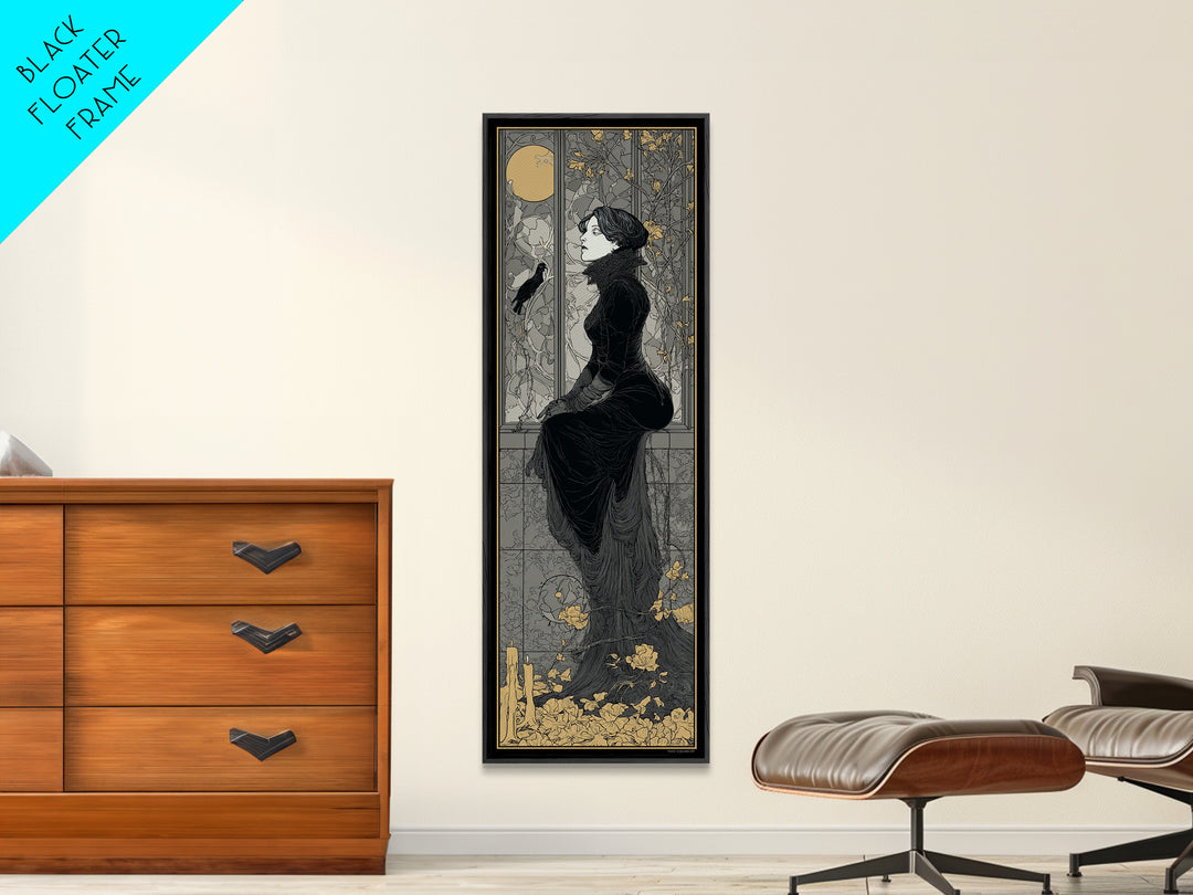 The Cemetery Greenhouse, Decadent Line Art, Tall Narrow Wall Art, Gothic Horror Wall Art, Canvas Print, Halloween Wall Art