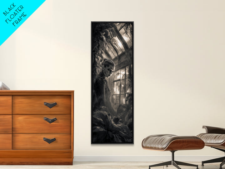 The Cemetery Greenhouse, Biomechanical Horror Art, Tall Narrow Wall Art, Gothic Horror Wall Art, Canvas Print, Halloween Wall Art