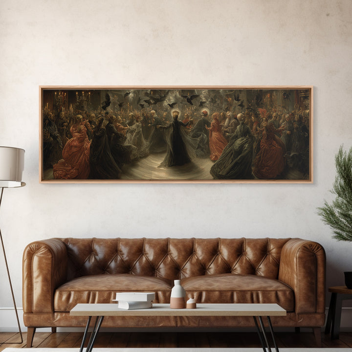 The Midnight Masquerade, Dark Renaissance Art, Extra Wide Wall Art, Gothic Horror Wall Art, Canvas Print, Halloween Wall Art