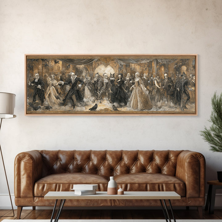 The Midnight Masquerade, Danse Macabre Art, Extra Wide Wall Art, Macabre Wall Art, Canvas Print, Halloween Wall Art