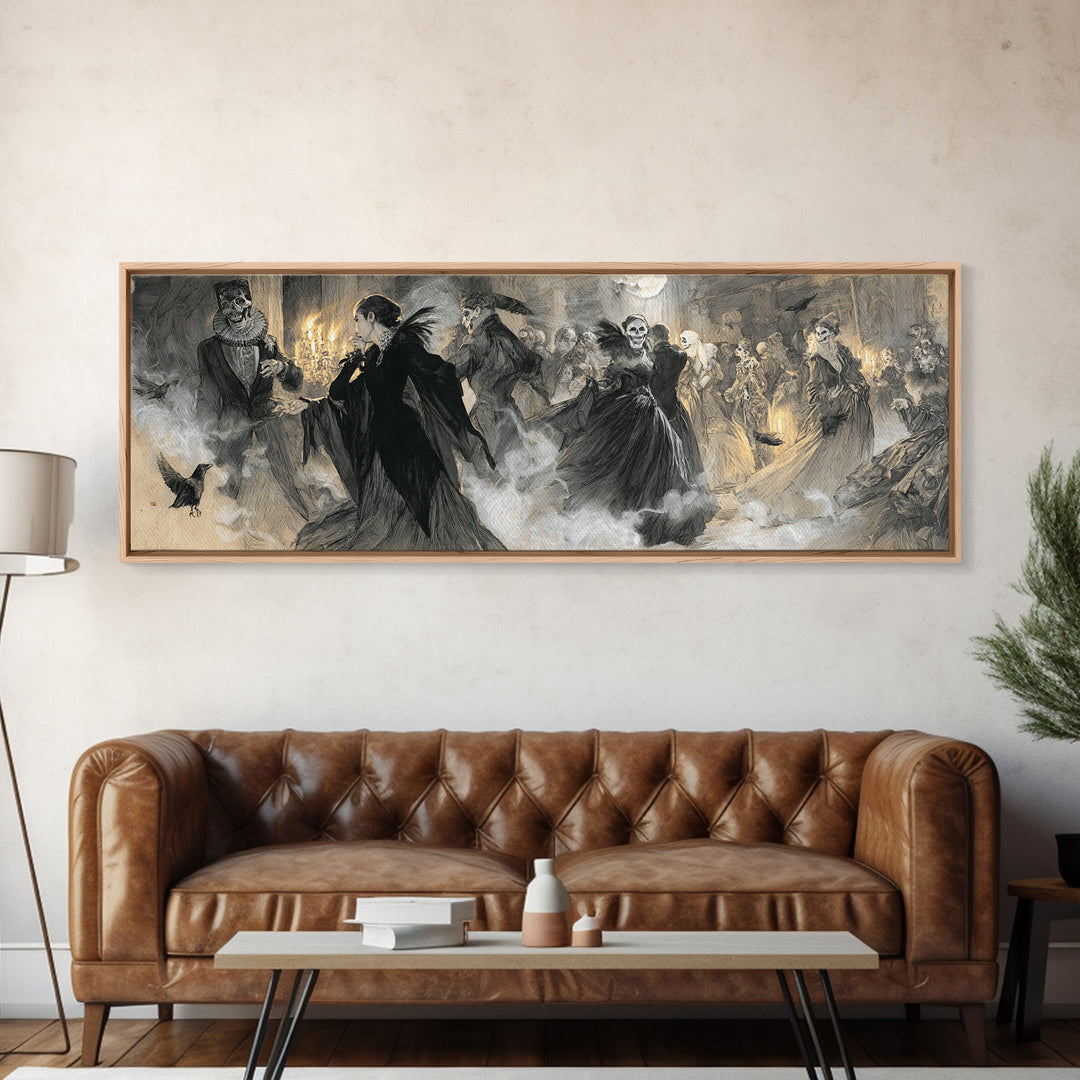 The Midnight Masquerade, Decadent Gothic Art, Extra Wide Wall Art, Gothic Horror Wall Art, Canvas Print, Halloween Wall Art