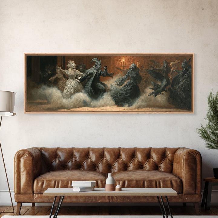 The Midnight Masquerade, Dark Symbolist Art, Extra Wide Wall Art, Gothic Horror Wall Art, Canvas Print, Halloween Wall Art