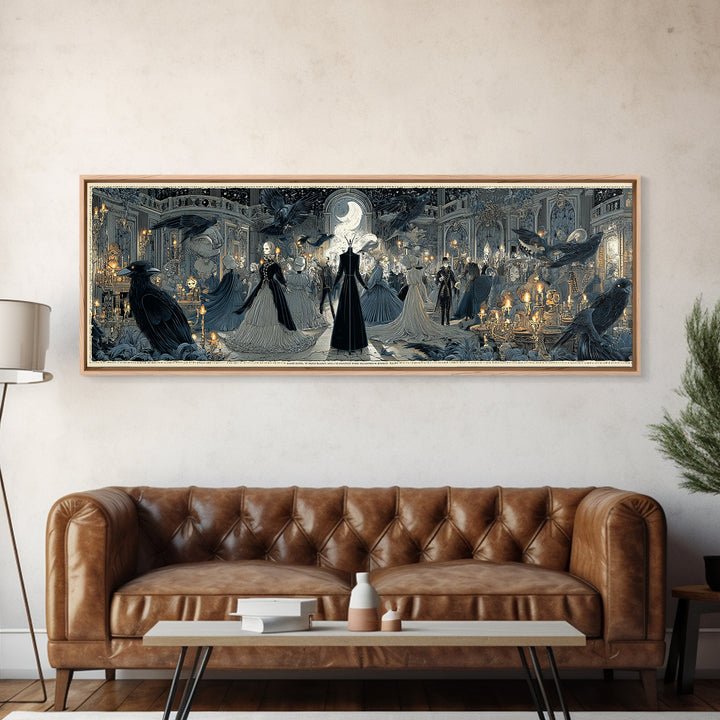 The Midnight Masquerade, Victorian Macabre Art, Extra Wide Wall Art, Gothic Horror Wall Art, Canvas Print, Halloween Wall Art