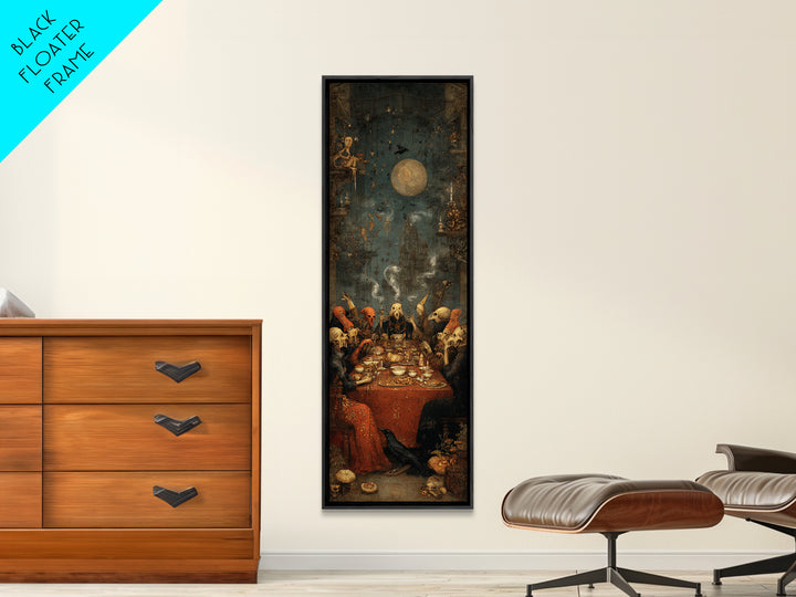 The Witches' Tea Party, Surreal Apocalyptic Art, Tall Narrow Wall Art, Dark Halloween Decor, Canvas Print, Halloween Wall Art