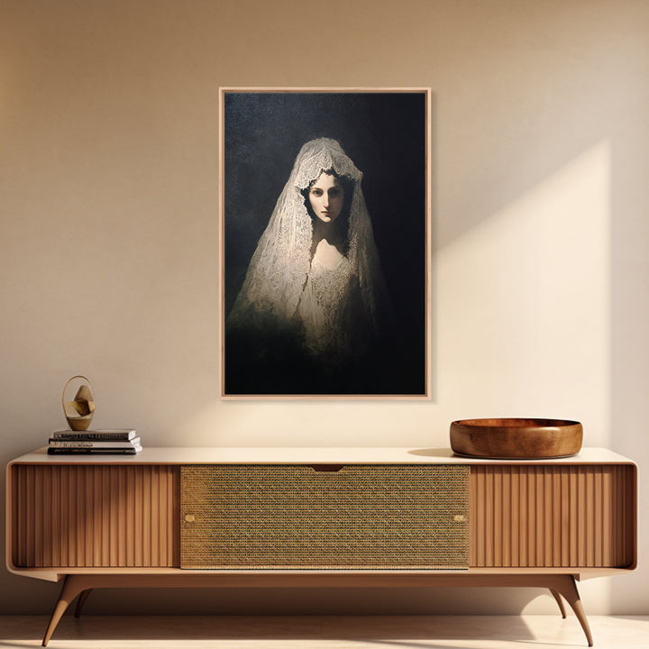 The Ghost Wedding, Dark Romantic Horror Art, Vertical Wall Art, Gothic Horror Wall Art, Framed Canvas Print, Halloween Wall Art