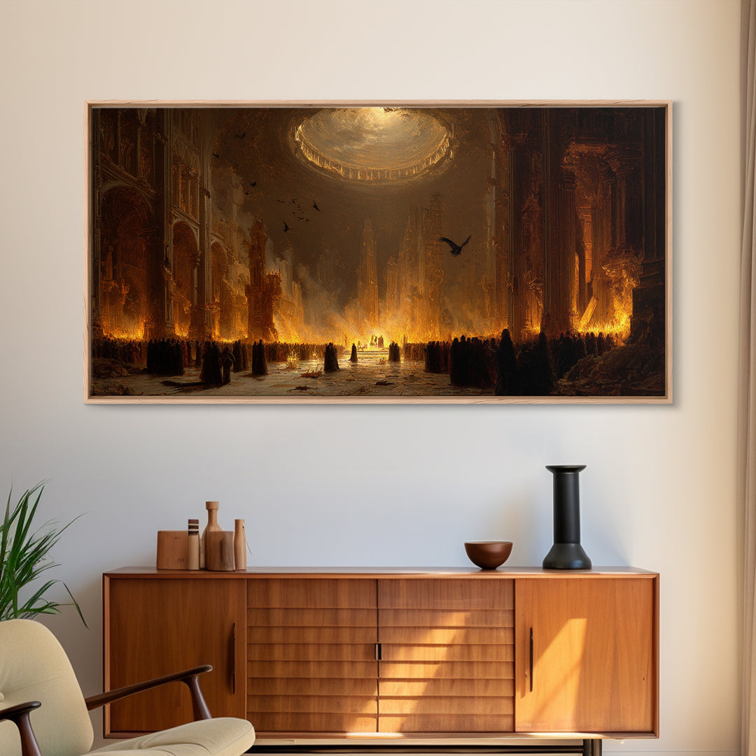 The Ghost Wedding, Apocalyptic Romantic Art, Wide Panoramic Art, Dark Halloween Decor, Canvas Print, Halloween Wall Art, Gothic Home Decor