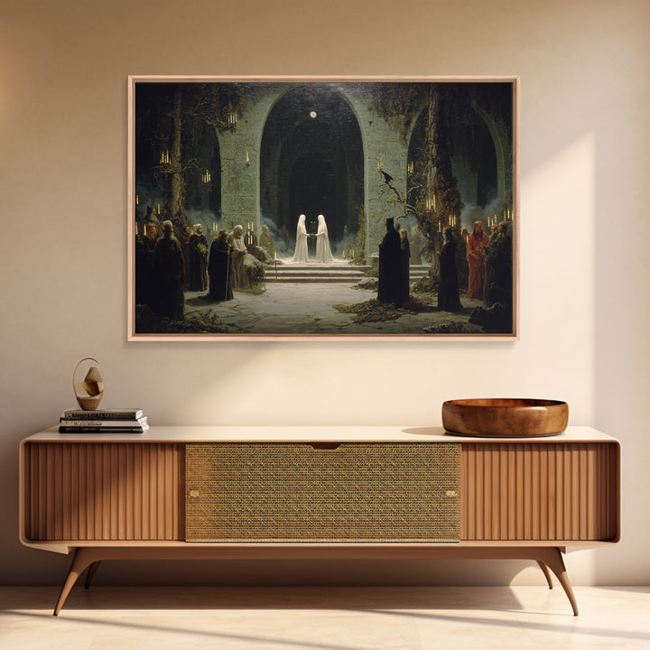 The Ghost Wedding, Symbolist Gothic Landscape, Landscape Wall Art, Dark Fantasy Wall Art, Canvas Print, Halloween Wall Art