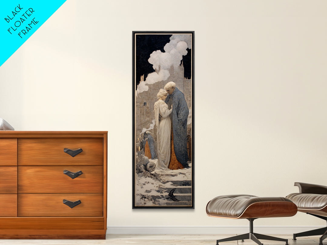 The Ghost Wedding, Symbolist Death Art, Tall Narrow Wall Art, Gothic Horror Wall Art, Framed Canvas Print, Halloween Wall Art