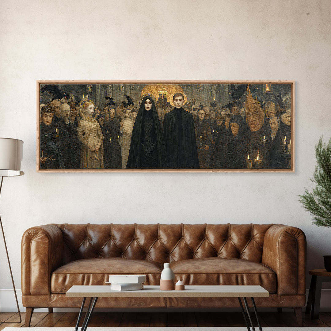 The Ghost Wedding, Dark Symbolist Art, Extra Wide Wall Art, Dark Fantasy Wall Art, Canvas Print, Halloween Wall Art