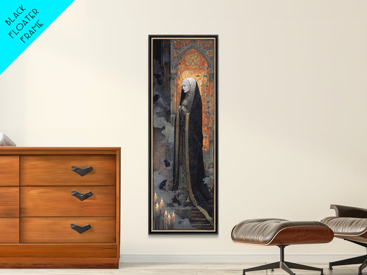 The Ghost Wedding, Stained Glass Gothic Art, Tall Narrow Wall Art, Gothic Horror Wall Art, Canvas Print, Halloween Wall Art