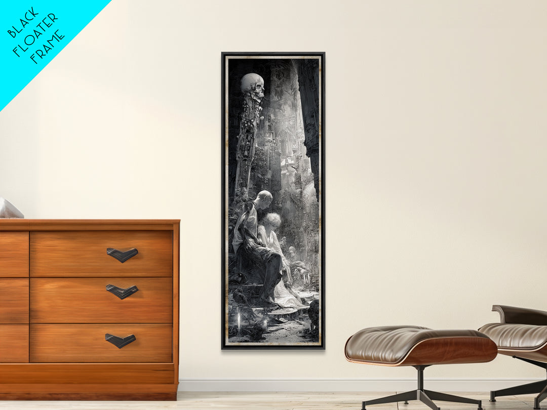 The Ghost Wedding, Biomechanical Horror Art, Tall Narrow Wall Art, Macabre Wall Art, Canvas Print, Halloween Wall Art, Gothic Home Decor