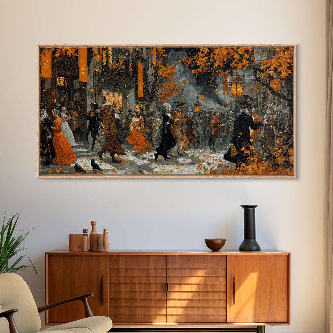 The Monster Parade, Ornate Symbolist Art, Wide Panoramic Art, Macabre Wall Art, Canvas Print, Halloween Wall Art, Horror Wall Art