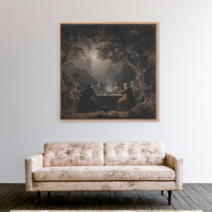 The Candlelit Seance, Baroque Witchcraft Art, Square Wall Art, Dark Fantasy Wall Art, Framed Canvas Print, Halloween Wall Art