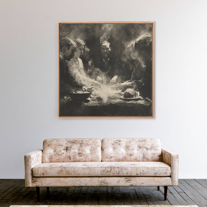 The Candlelit Seance, Symbolist Dream Art, Square Wall Art, Dark Fantasy Wall Art, Canvas Print, Halloween Wall Art