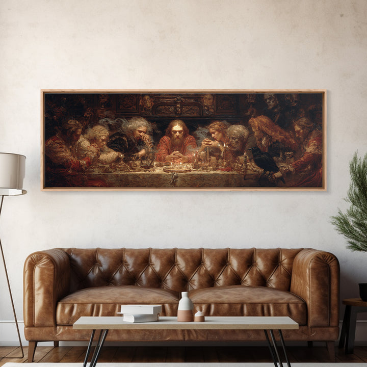 The Candlelit Seance, Ornate Symbolist Art, Extra Wide Wall Art, Dark Halloween Decor, Framed Canvas Print, Halloween Wall Art