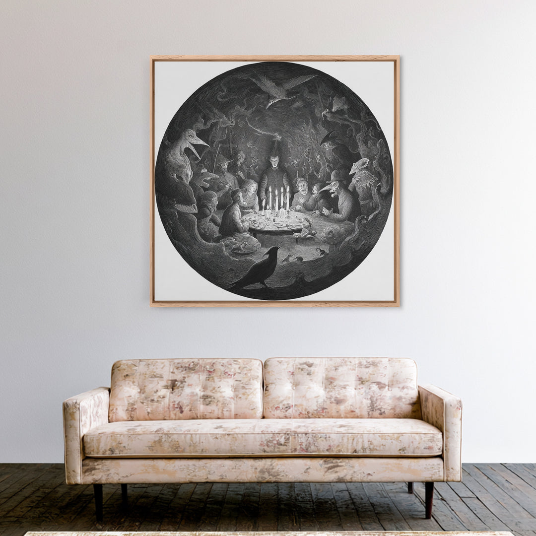 The Candlelit Seance, Expressionist Nightmare Art, Square Wall Art, Gothic Horror Wall Art, Canvas Print, Halloween Wall Art