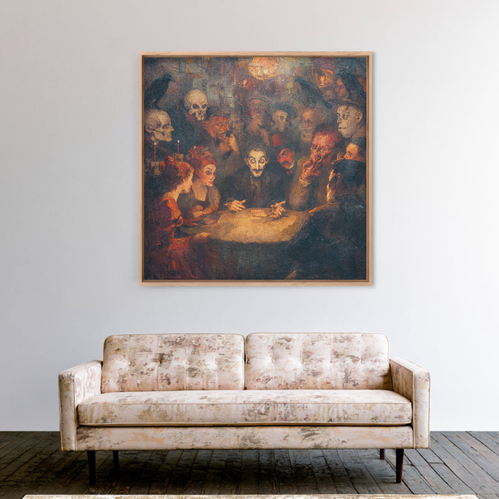 The Candlelit Seance, Grotesque Carnival Art, Square Wall Art, Dark Fantasy Wall Art, Canvas Print, Halloween Wall Art