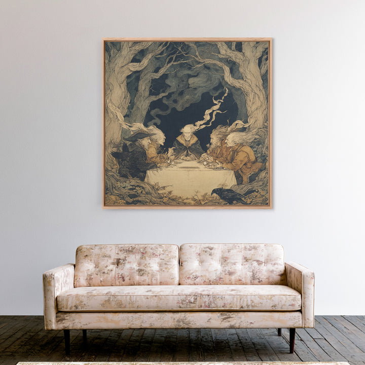 The Candlelit Seance, Gothic Storybook Art, Square Wall Art, Gothic Horror Wall Art, Canvas Print, Halloween Wall Art