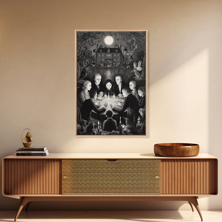 The Candlelit Seance, Victorian Macabre Art, Vertical Wall Art, Macabre Wall Art, Canvas Print, Halloween Wall Art