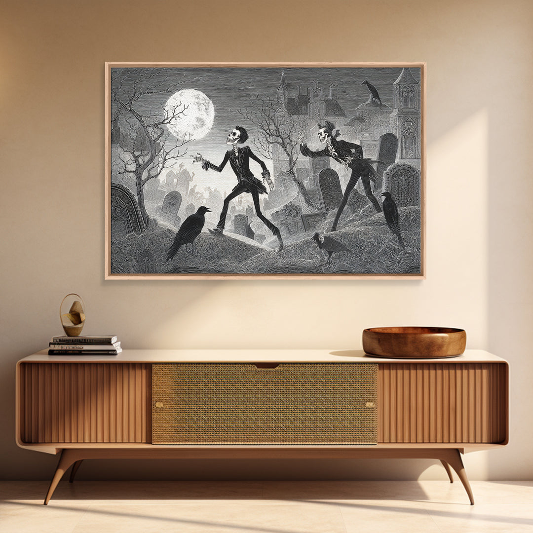 The Graveyard Dance, Victorian Macabre Art, Landscape Wall Art, Dark Fantasy Wall Art, Canvas Print, Halloween Wall Art