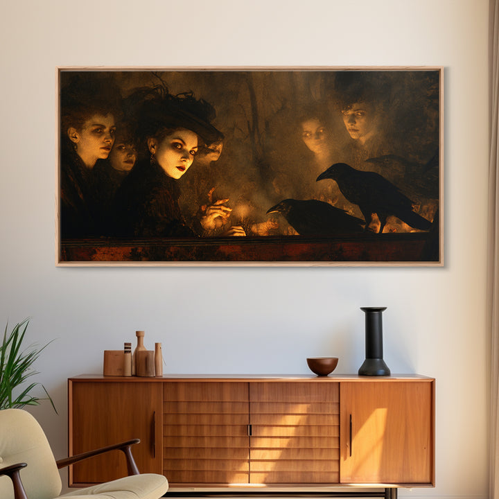 The Haunted Hayride, Dark Symbolist Art, Wide Panoramic Art, Dark Fantasy Wall Art, Canvas Print, Halloween Wall Art