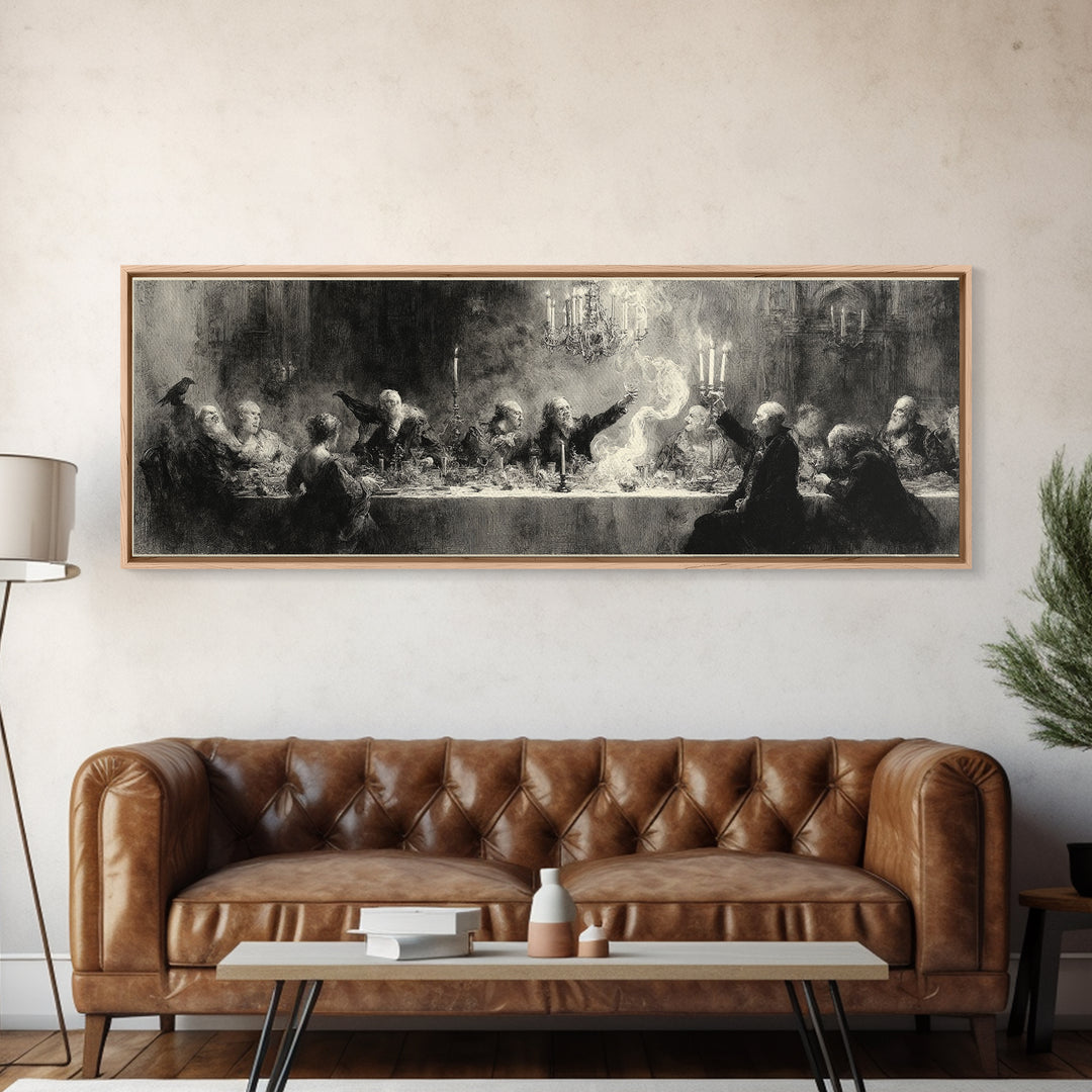 The Vampire Banquet, Symbolist Dream Art, Extra Wide Wall Art, Dark Fantasy Wall Art, Canvas Print, Halloween Wall Art