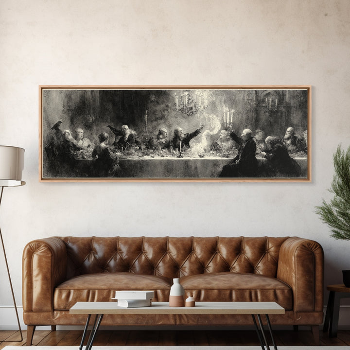 The Vampire Banquet, Symbolist Dream Art, Extra Wide Wall Art, Dark Fantasy Wall Art, Canvas Print, Halloween Wall Art