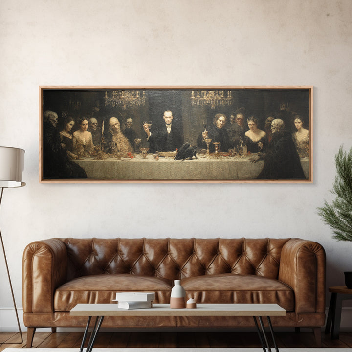 The Vampire Banquet, Dark Symbolist Art, Extra Wide Wall Art, Dark Halloween Decor, Framed Canvas Print, Halloween Wall Art