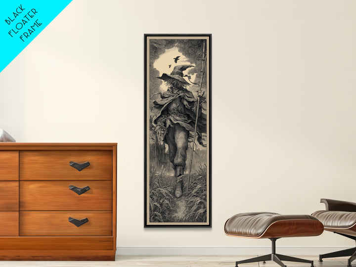 The Scarecrow Uprising, Gothic Engraving Art, Tall Narrow Wall Art, Dark Fantasy Wall Art, Canvas Print, Halloween Wall Art