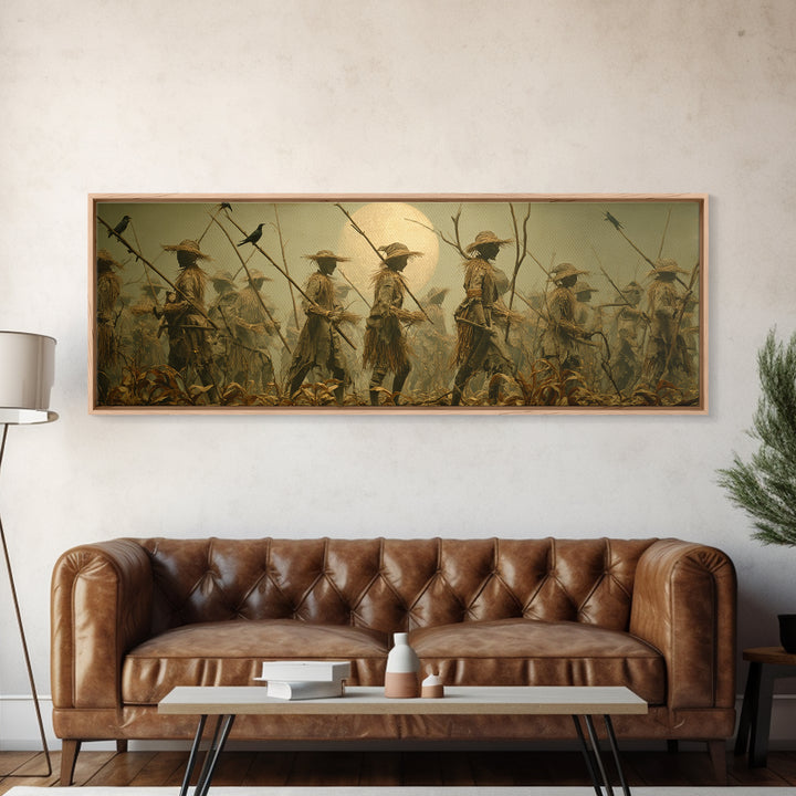 The Scarecrow Uprising, Surreal Apocalyptic Art, Extra Wide Wall Art, Macabre Wall Art, Canvas Print, Halloween Wall Art