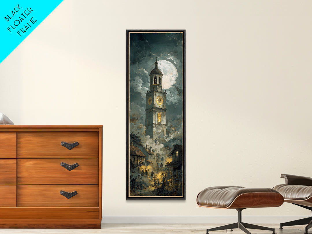 The Thirteenth Bell, Gothic Nightmare Art, Tall Narrow Wall Art, Gothic Horror Wall Art, Framed Canvas Print, Halloween Wall Art