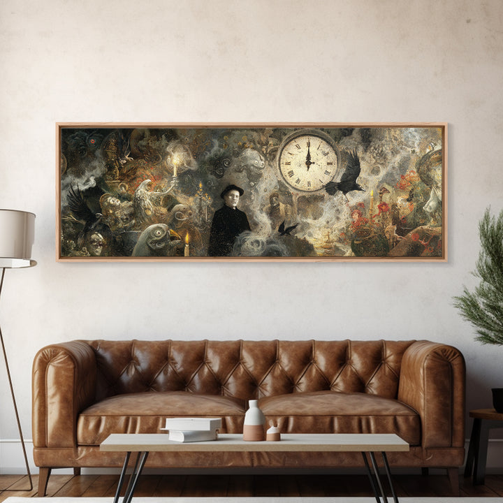 The Thirteenth Bell, Symbolist Dream Art, Extra Wide Wall Art, Macabre Wall Art, Canvas Print, Halloween Wall Art, Horror Wall Art