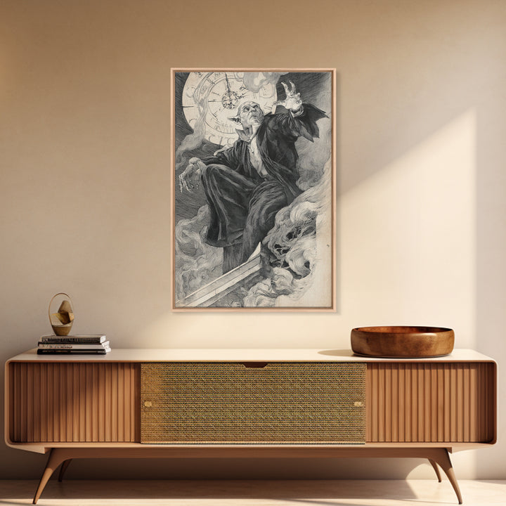 The Thirteenth Bell, Decadent Gothic Art, Vertical Wall Art, Dark Fantasy Wall Art, Framed Canvas Print, Halloween Wall Art
