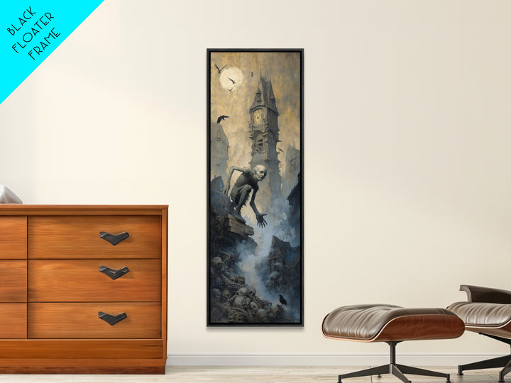 The Thirteenth Bell, Surreal Apocalyptic Art, Tall Narrow Wall Art, Gothic Horror Wall Art, Framed Canvas Print, Halloween Wall Art
