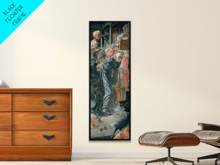 The Ghost Train Arrival, Dark Renaissance Art, Tall Narrow Wall Art, Dark Fantasy Wall Art, Framed Canvas Print