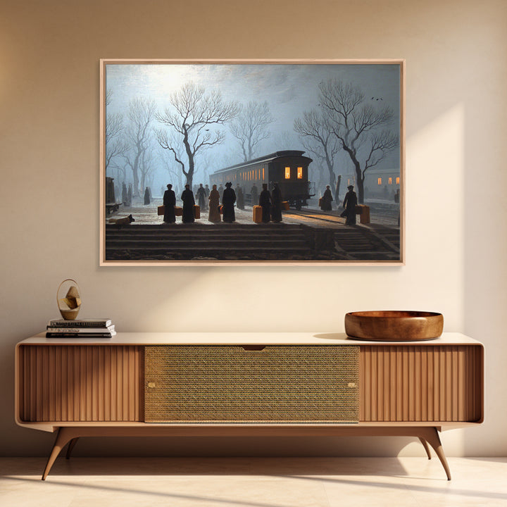 The Ghost Train Arrival, Romantic Gothic Landscape, Landscape Wall Art, Dark Halloween Decor, Canvas Print, Halloween Wall Art