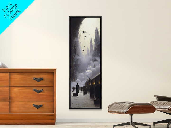 The Ghost Train Arrival, Surreal Apocalyptic Art, Tall Narrow Wall Art, Dark Halloween Decor, Canvas Print, Halloween Wall Art