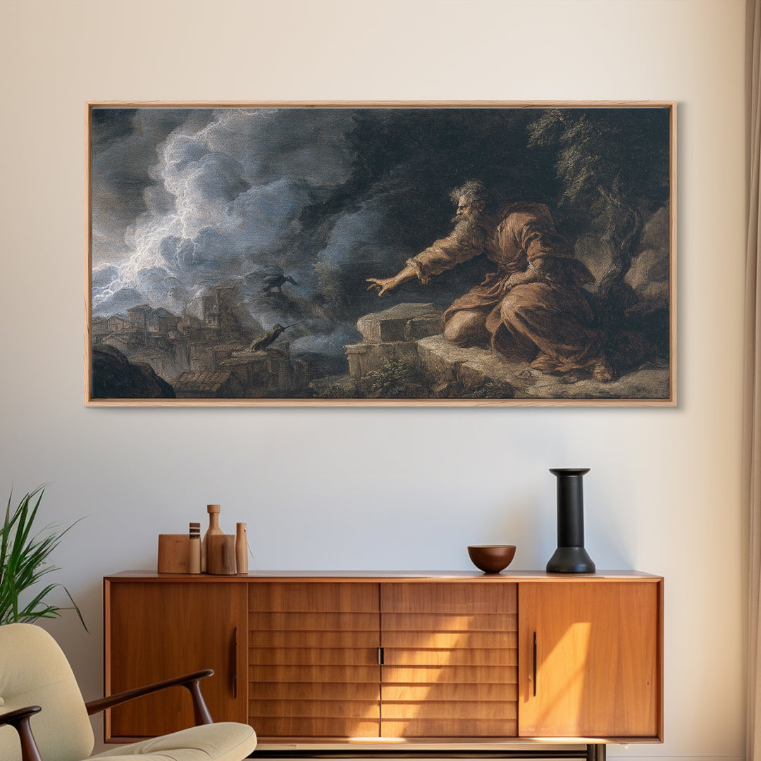 The Halloween Storm, Baroque Witchcraft Art, Wide Panoramic Art, Dark Fantasy Wall Art, Canvas Print, Halloween Wall Art