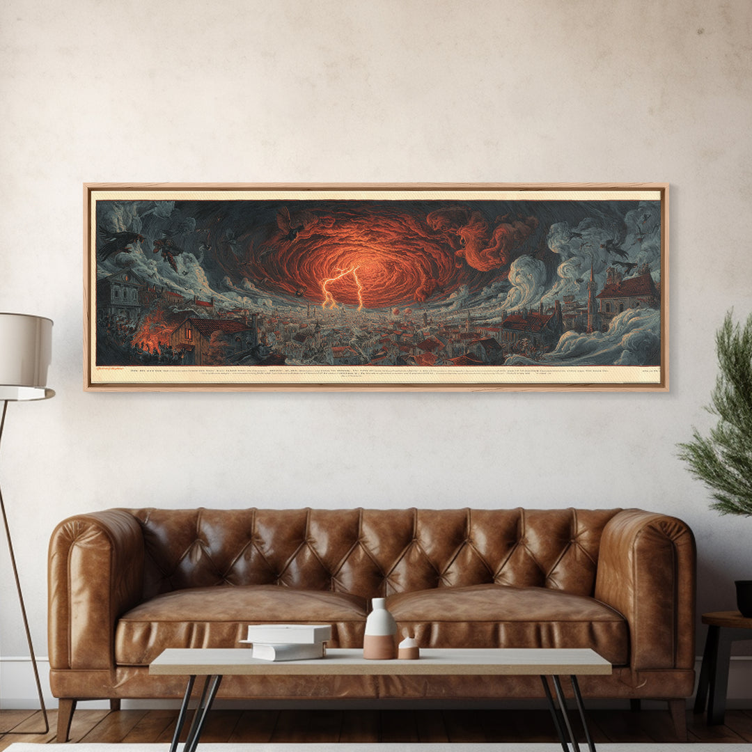 The Halloween Storm, Visionary Gothic Art, Extra Wide Wall Art, Dark Halloween Decor, Canvas Print, Halloween Wall Art