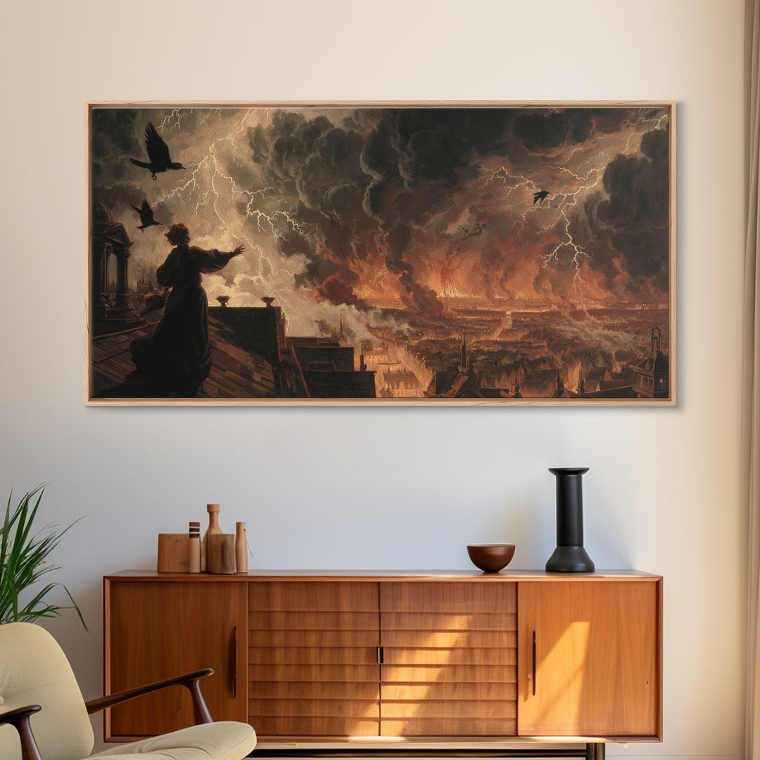 The Halloween Storm, Apocalyptic Romantic Art, Wide Panoramic Art, Dark Halloween Decor, Canvas Print, Halloween Wall Art, Dark Fantasy Art