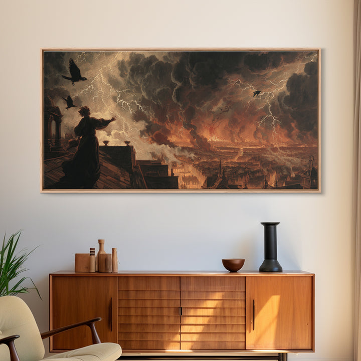 The Halloween Storm, Apocalyptic Romantic Art, Wide Panoramic Art, Dark Halloween Decor, Canvas Print, Halloween Wall Art, Dark Fantasy Art