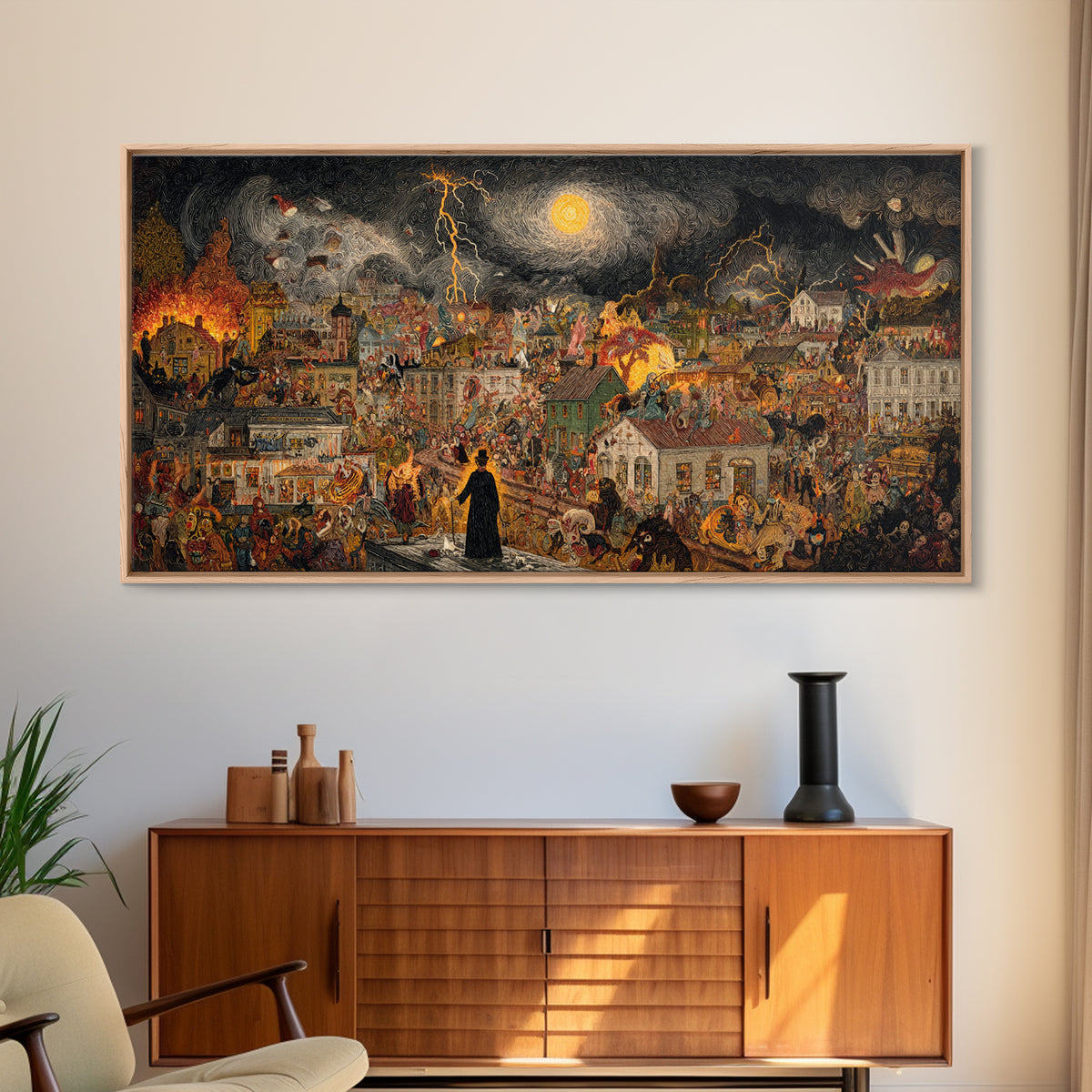 The Halloween Storm, Grotesque Carnival Art, Wide Panoramic Art, Macabre Wall Art, Canvas Print, Halloween Wall Art, Gothic Home Decor