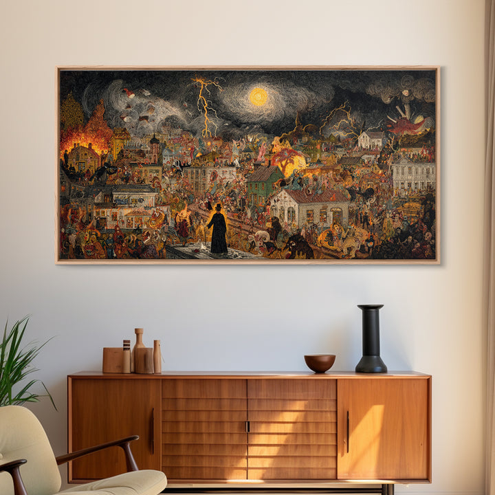 The Halloween Storm, Grotesque Carnival Art, Wide Panoramic Art, Macabre Wall Art, Canvas Print, Halloween Wall Art, Gothic Home Decor