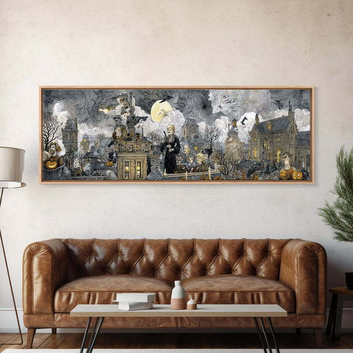 The Halloween Storm, Victorian Macabre Art, Extra Wide Wall Art, Macabre Wall Art, Canvas Print, Halloween Wall Art, Spooky Wall Decor